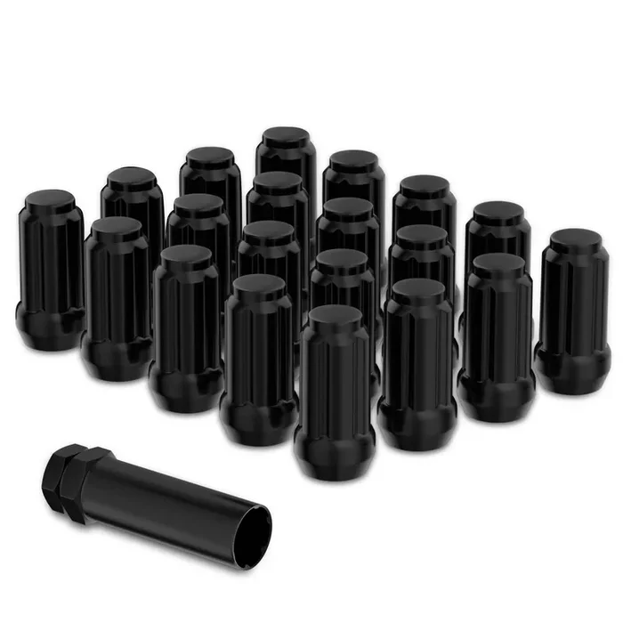Richeer 12X1.25 Wheel Lug Nuts Black, 20Pcs 1.38 Inch Closed End Bulge Acorn Wheel Lug Nuts Aftermarket For G35 G37 350Z 370Z Ou