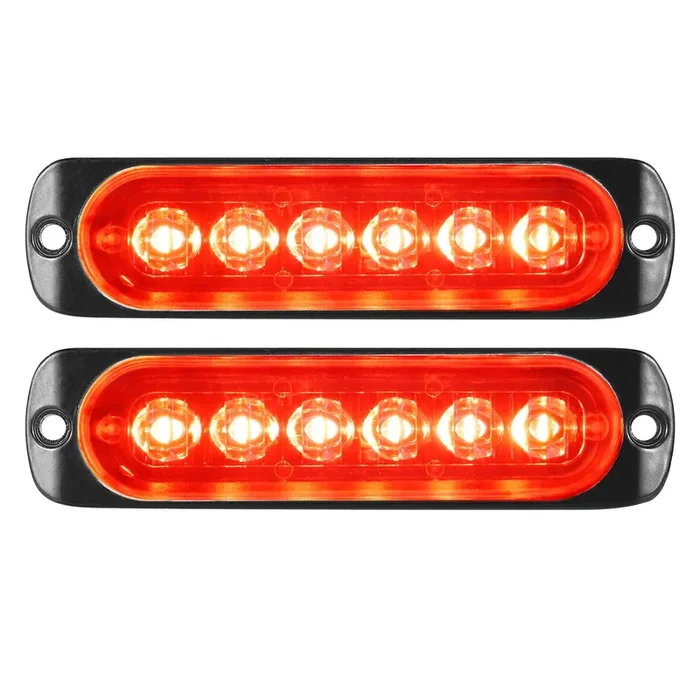 Rigidon 2 Pack Led Emergency Strobe 6 Led Red Surface Mount Flashing Strobe Lights For Trucks Car Grille Off-Road Warning Emergency Flashing Lights
