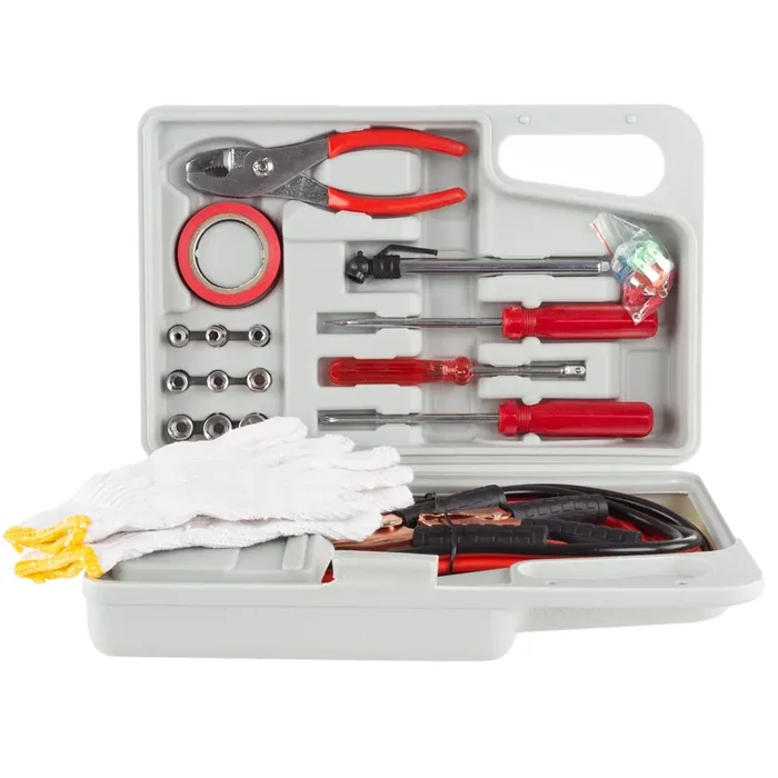 Roadside Emergency Car Kit – 30-Piece Road Trip Essentials Tool Set With Jumper Cables And Carrying Case For Car, Truck, Or Rv B