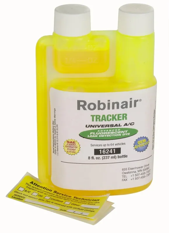 Robinair (16241) Tracker Universal A/C Fluorescent Dye – 8 Oz. Bottle, 64 Applications