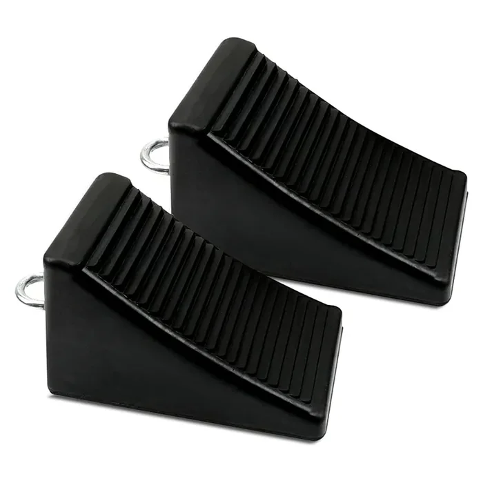 Roblock Wheel Chocks 2 Pack Heavy Duty Rubber Chocks Black Wheel Wedge With Eyebolt, 7.8‘‘ Length X 3.5‘‘ Width X 3.9‘‘ Height