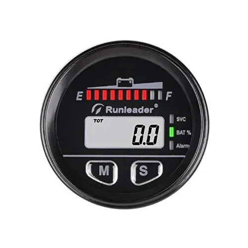 Runleader 12V To 48V Digital Led Battery Capacity Monitor, Hours Volt Meter Gauge – Suitable For Battery Lead-Acid Lifepo4 ‘‘Tro