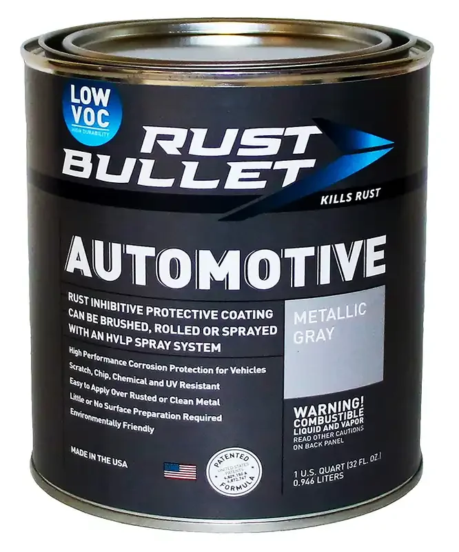 Rust Bullet Automotive Low Voc – Rust Preventive Protective Coating Uv Resistant – No Topcoat Needed – Metallic Gray, Quart