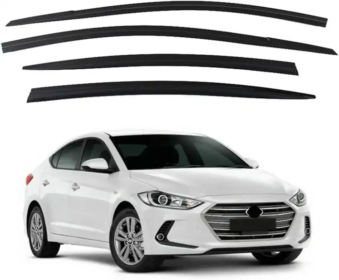 Safe Smoke Window Visor Sun Rain Vent Guard 4 Pcs Set Out Channel Visor Compatible With Hyundai Elantra (Elantra 2017~2018 Smoke