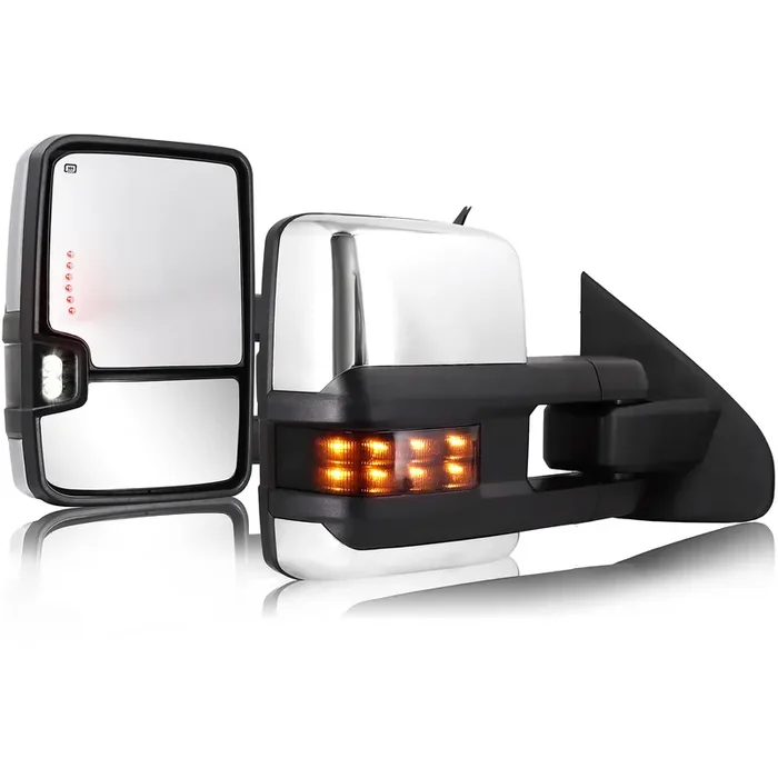 Sanooer Towing Mirrors Chrome For 2014-2018 Chevy Silverado Gmc Sierra 1500 2500 Hd 3500 Hd With Power Glass Led Arrow Turn Sign