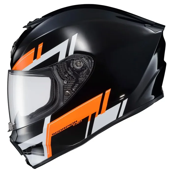 Scorpionexo R420 Full Face Adult Street Motorcycle Helmet With Bluetooth Ready Speaker Pockets Dot Snell Approved Pace (Orange –