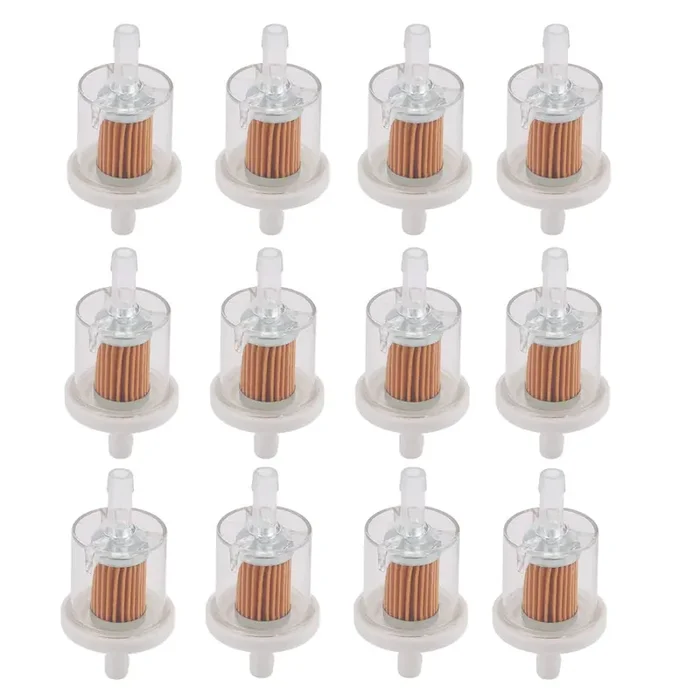 Set Of 12, Universal 40 Micron 1/4‘ Inline Fuel Filter For Kawasaki 49019-0027 49019-7001 Fh430V Fh451V Fh500V Briggs & Stratton 691035 493629 Motorcycle Motor Lawn Mower Tractor Parts