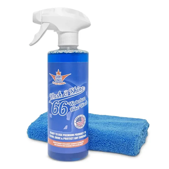 Shinykings Wash&Shine 66 Waterless Motorcycle Cleaner Made In Usa Ultra Shine Effect Detailing Wash Spray For All Surfaces 16 Fl.Oz