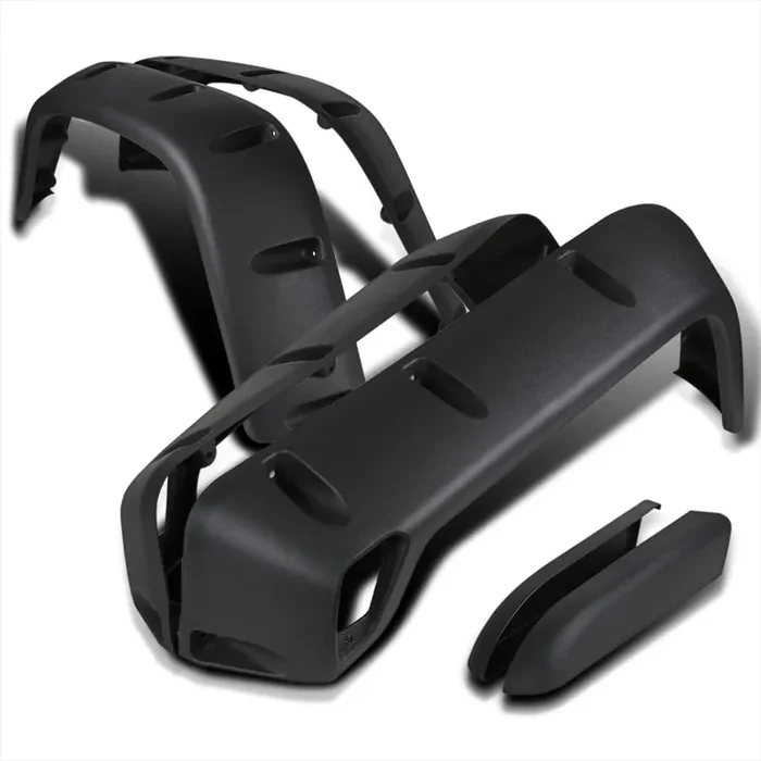 Spec-D Tuning 6Pc Front + Rear Black 7‘ Wide Wheel Extended Fender Flares Kit Compatible With 1997-2006 Jeep Wranger Tj