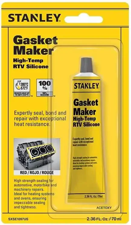 Stanley High-Temp Rtv Silicone Gasket Maker – 1X2.36 Fl.Oz. Red, Waterproof, Flexible And Heat Resistant Red Silicone Sealant Fo