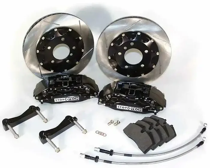 Stop-Tech 05-2014 Mustang GT Big Brake Kit (355x32mm Slotted Rotors-Black 4 Piston Calipers)