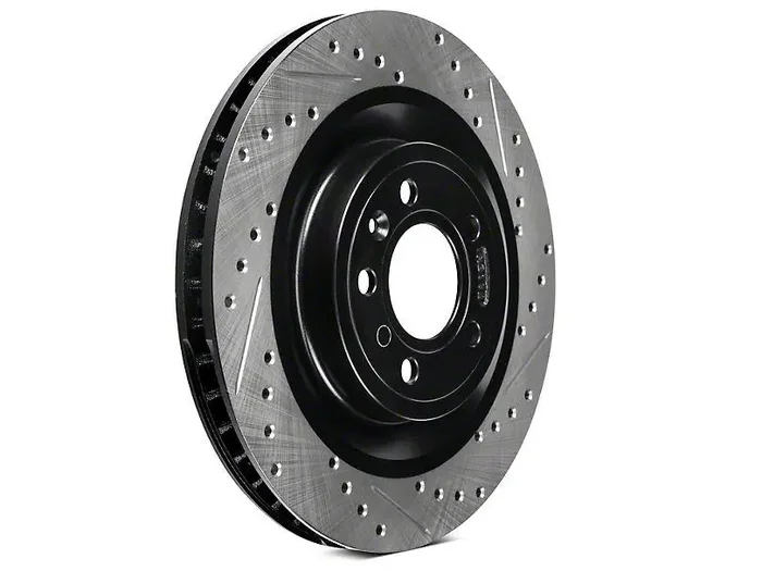 Stoptech 127.61098R Mustang Sport Drilled and Slotted Front Passenger Side Rotor (2011-2014 GT Standard Brakes)
