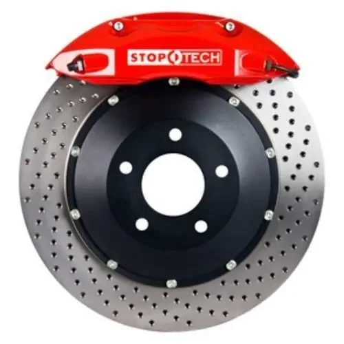 StopTech 2011-2014 Mustang GT 355x32mm Big Brake Kit – Replaces Base Brakes (Red 6 Piston Caliper – Drilled Rotor)