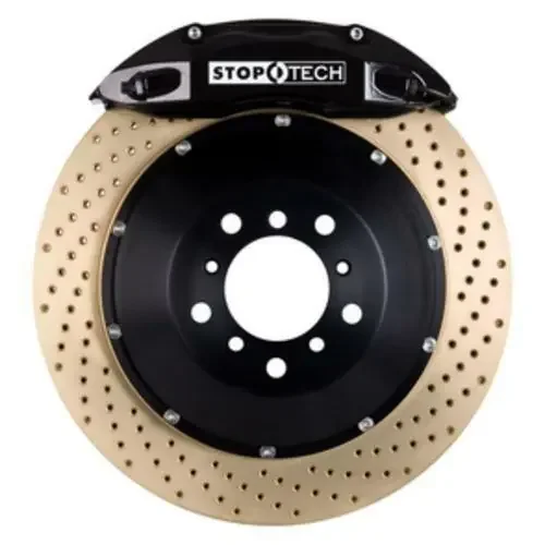 StopTech 2011-2014 Mustang GT 380x32mm Big Brake Kit – Replaces Base Brakes (Black 6 Piston Caliper – Drilled Zinc Coated Rotor)