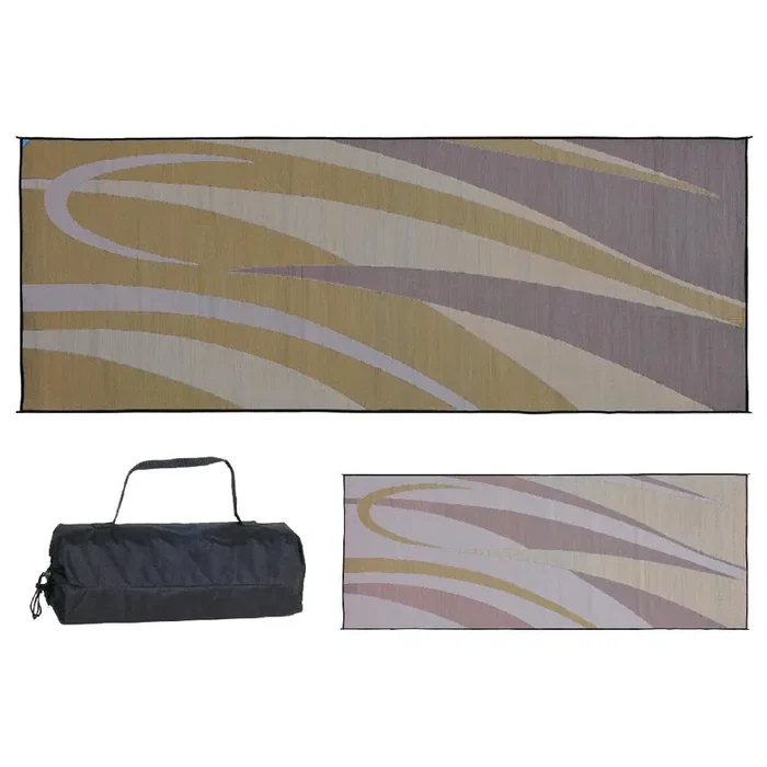 Stylish Camping Ming‘S Mark Gc7 Stylish Camping Reversible Graphic Patio Mat – 8‘ X 20‘, Brown/Gold