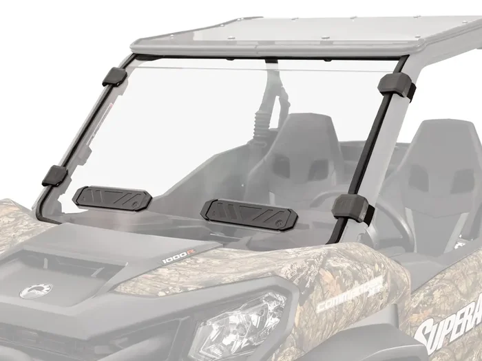 Superatv Vented Full Front Windshield For 2021+ / 2022+ Can-Am Commander 1/4‘ Polycarbonate Xr Optic Hard Coating Scratch-Resistant 3 Vent Positions Includes Pre-Installed Bulb Seal