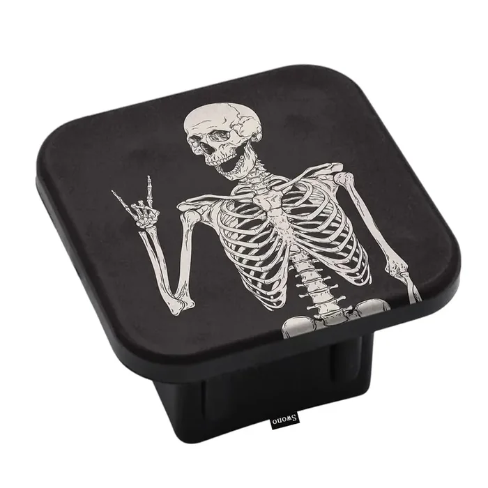 Swono Human Skeleton Receiver Hitch Cover Cute Skeleton Skull Posing Rock Music Standard 2‘‘ Trailer Hitch Receivers Compatible