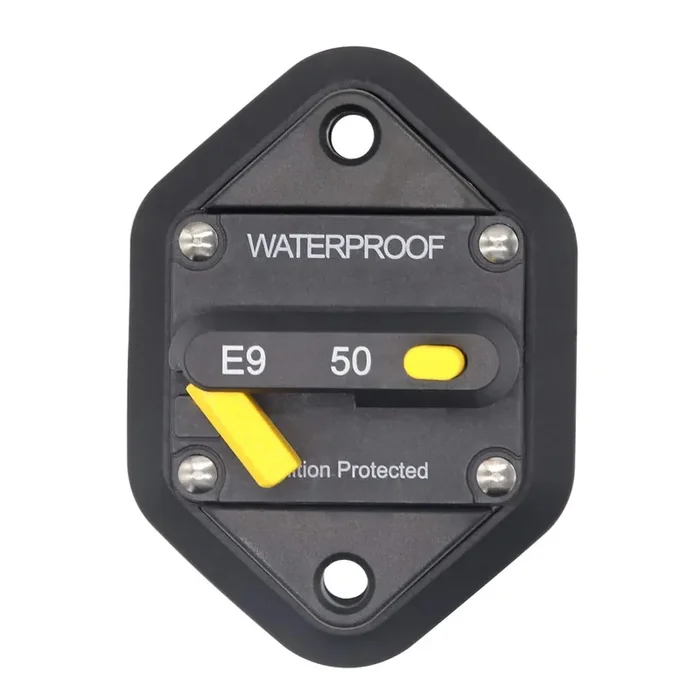 T Tocas Hi-Amp Type Iii 50A Circuit Breaker With Manual Reset Panel Mount, 12V- 48Vdc, Switchable Waterproof