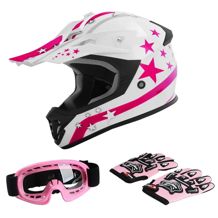 Tct-Motorparts Dot Pink Four Wheeler Girls Riding Helmet Youth Kids Motocross Atv Helmets Offroad Street Dirt Bike Go-Kart Bmx M