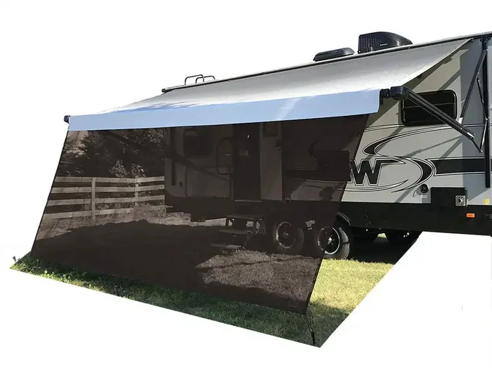 Tentproinc Rv Awning Sun Shade Screen 8‘ X 18‘ 3‘‘ – Brown Mesh Sunshade Uv Blocker Complete Kits Motorhome Camping Trailer Cano