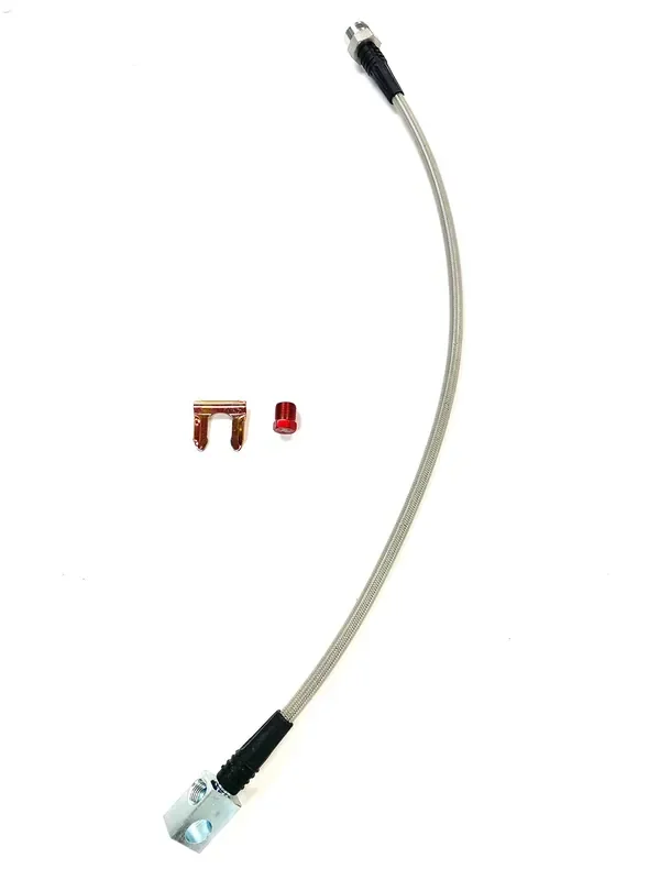 The Stop Shop Universal Rear Braided Ss Brake Hose, 14 Inches Long With Mouting Block