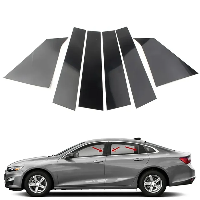Three T Car Auto Side Door Window Pillar Posts Cover Trim For Chevrolet Malibu 2016 2017 2018 2019 2020 2021 2022 2023
