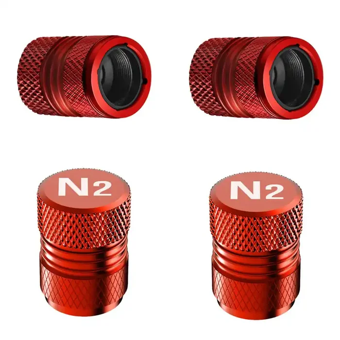 Tire Valve Stem Caps – 4 Pack Anti-Corrosion Premium Anodized Alloy Tyre Air Valve Caps N2 Nitrogen For Car Suv Bike Red