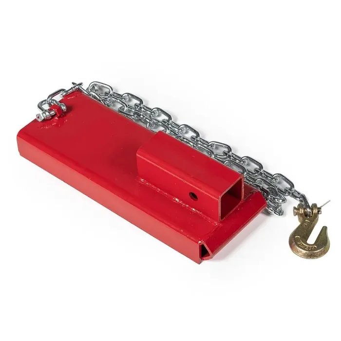 Titan Attachments Single Forklift 2‘‘ Hitch Receiver, Pallet Fork Blade Insert, Fork Mounted Trailer Towing Adapter With Safety