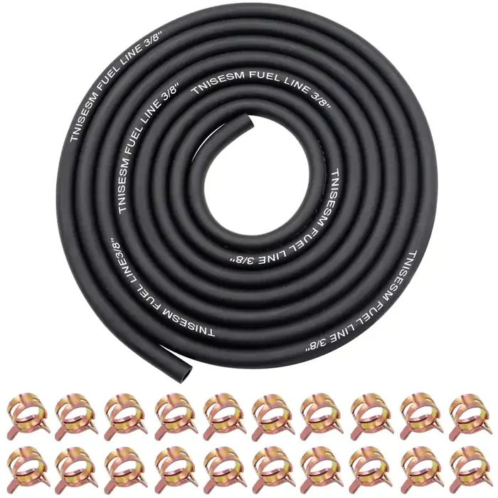 Tnisesm 3/8 Inch Id Fuel Line Hose 6 Feet + 20Pcs Hose Clamps For Kawasaki Kohler Briggs & Stratton Small Gas Diesel Powersports