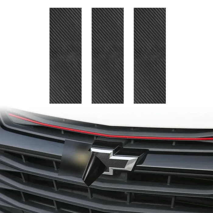 Tomall 3Pcs Vinyl Bowtie Logo Wrap Stickers For Chevy 11.8‘ X 4‘ Car Emblem Logo Overlay Decals Diy Modification Waterproof Universal Decoration (Carbon Fiber)