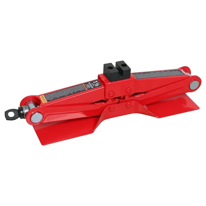 Torin At10152S4B Portable Steel Scissor Jack With S04 Engineering Pvc Saddles 1.5 Ton (3,000 Lb) Capacity, Red