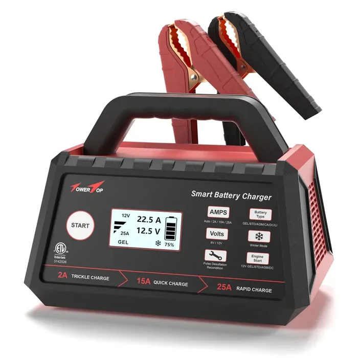 Towertop 2/15/25 Amp Car Battery Charger, 6V/12V Fully Automatic Smart Battery Maintainer With Engine Start, Auto Desulfator, Battery Repair, Winter Mode, For All Lead-Acid And Lifepo4 Batteries