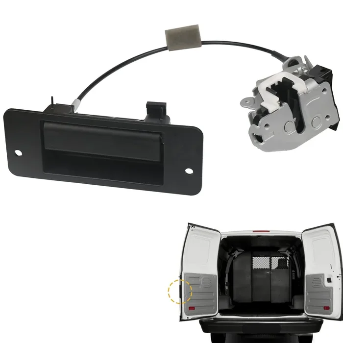Tqponly Rear Cargo Door Latch W/Handle,Compatible With 1992-2019 Ford E150 E250 E350 E450 Econoline Club Wagon Super Duty Left Driver Side Replaces 8C2Z-15431A03-A 6C2Z-15431A03-Aa