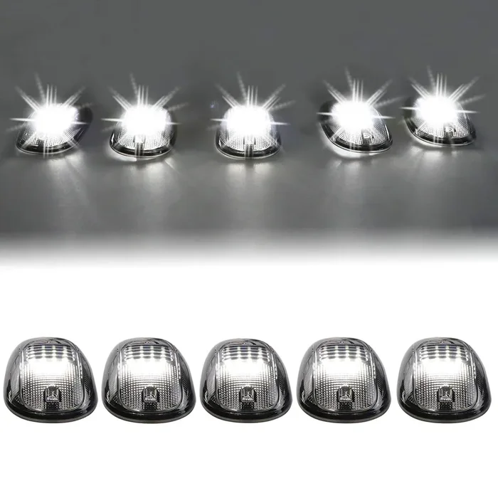 Tresound Led Cab Roof Marker Lights For 03-16 Dodge Ram 1500 2500 3500 With 5 In 1 Wire Harness (Smoked Lens With 16 White Leds)