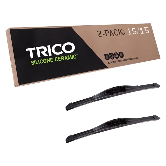 Trico Silicone Ceramic Coated 15‘‘ + 15‘‘ Super Premium Automotive Replacement Windshield Wiper Blades (Set Of 2), Passenger And