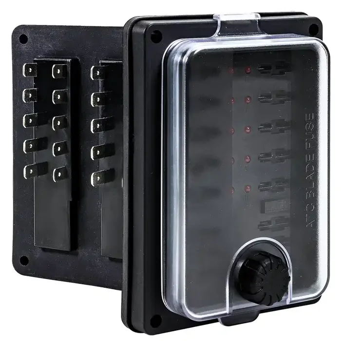 True Mods 10 Way Waterproof Fuse Box For Automotive [Atc/Ato Blade Fuses] [250 Amp] [Up To 25A Per Socket] [Led Indicator] [12V – 32V Dc] Auto Marine Fuse Block