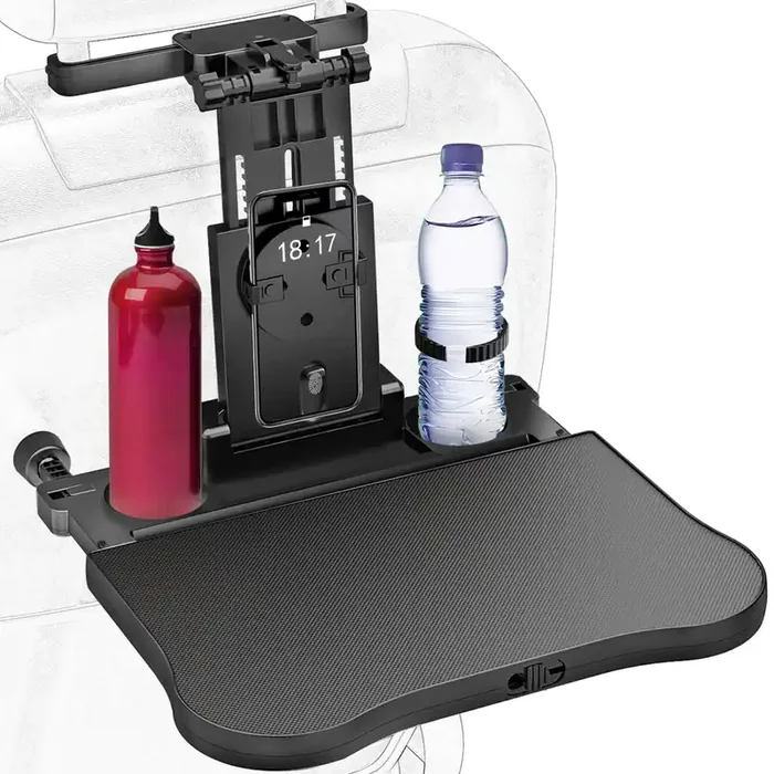 Tueou Car Seat Tray Table – Foldable Car Kids Passenger Roadtrip Eating Food Backseat Travel Trays Dinning Working Laptop Desk With Non-Slip Pad/Phone/Tablet Holder