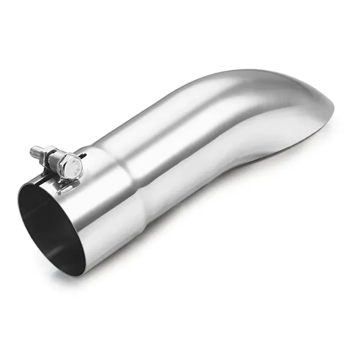 Turn Down Exhaust Tip 2.5‘ Inlet, A-Karck Polished Tailpipe Tip With 2.5‘ Inlet & Outlet 9‘ Overall Length, Stainless Steel Structure For High Temperature Resistance