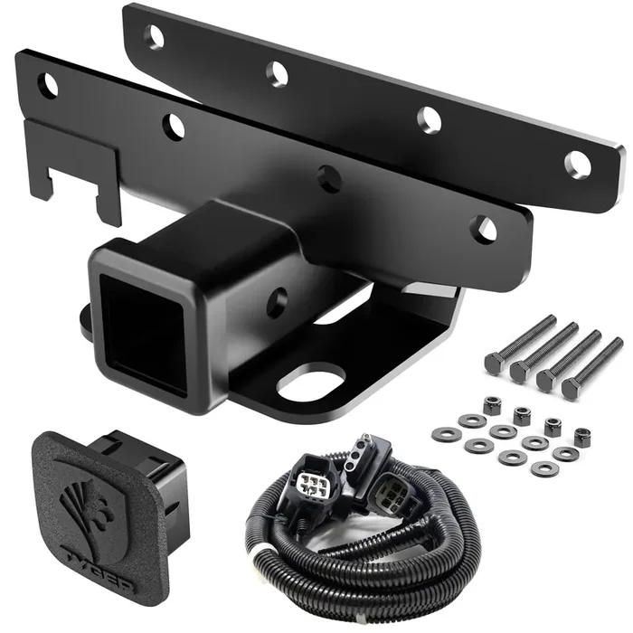 Tyger Towing Combo 2Inch Receiver Hitch & Wiring Harness & Hitch Cover Fits 2007-2018 Wrangler Jk 2Dr & 4Dr (Exclude 2018 Jl Mo
