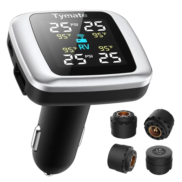 Tymate TM7 Wireless Tire Pressure Monitoring System with 4 Sensors, Colorful Display, 6 Alarm Modes, Ideal for RV, SUV, Truck, Sedan