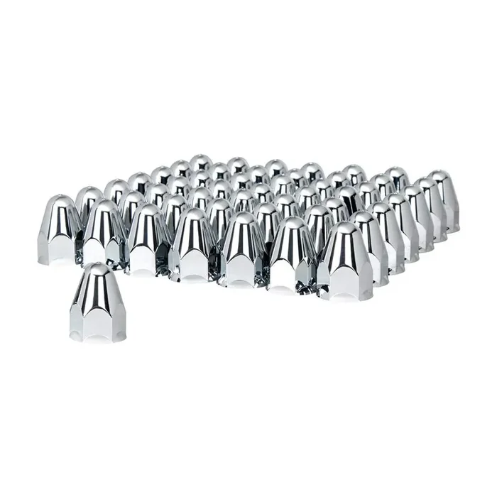 United Pacific 10045Cb – Wheel Lug Nut Cover Set – 1-1/2‘‘ X 2-3/4‘‘ Chrome Plastic Bullet Nut Covers – Push-On (60 Pack),