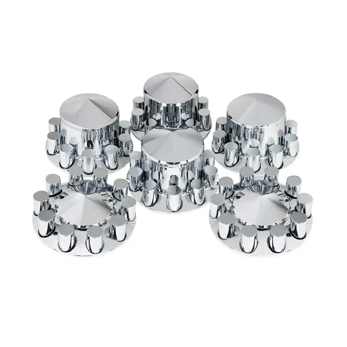 United Pacific 10318 Axle Hub Cover Kit, Chrome, Pointed, With 33Mm Thread-On Cylinder Nut Cover