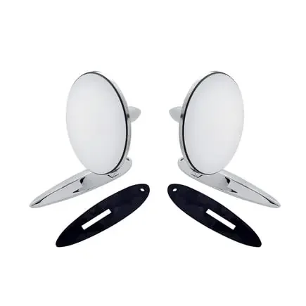 United Pacific 110745 Stainless Steel Exterior Mirror Bundle Set For 1955-57 Chevy Passenger Car, Hardware & Gasket Included – O