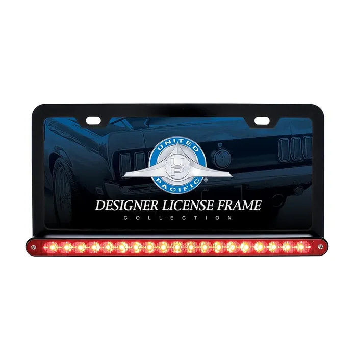United Pacific 36477 Black License Frame With 19 Led 12‘ Reflector Light Bar (Red Led/Red Lens)