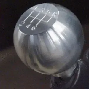 UPR Mustang Billet Round Flat Shift Knob w/6-speed logo – Polished Finish (2005-2014 Mustang)