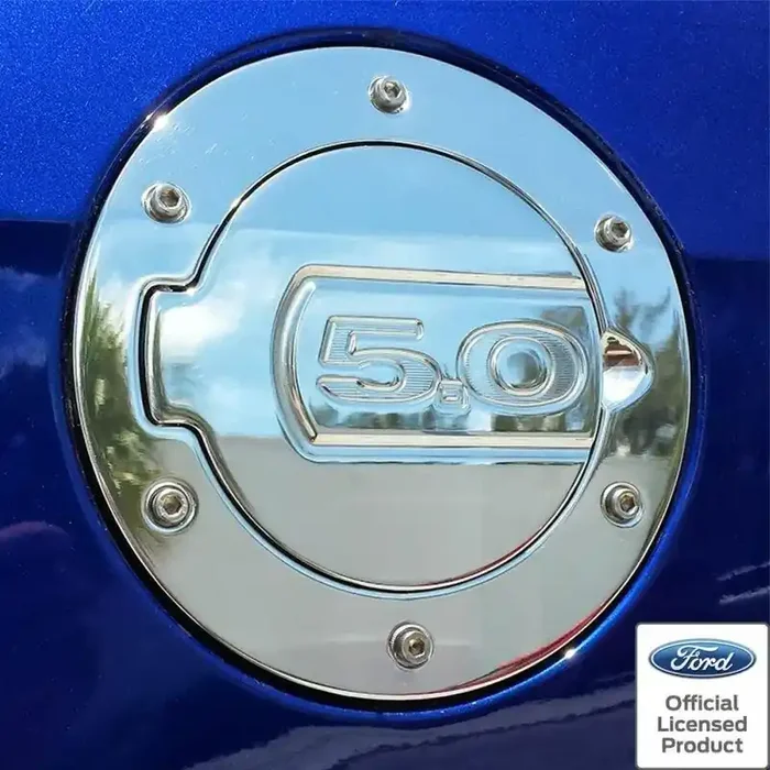 UPR Products 2010-2014 Mustang Billet Fuel Door with 5.0 Logo (Polished)