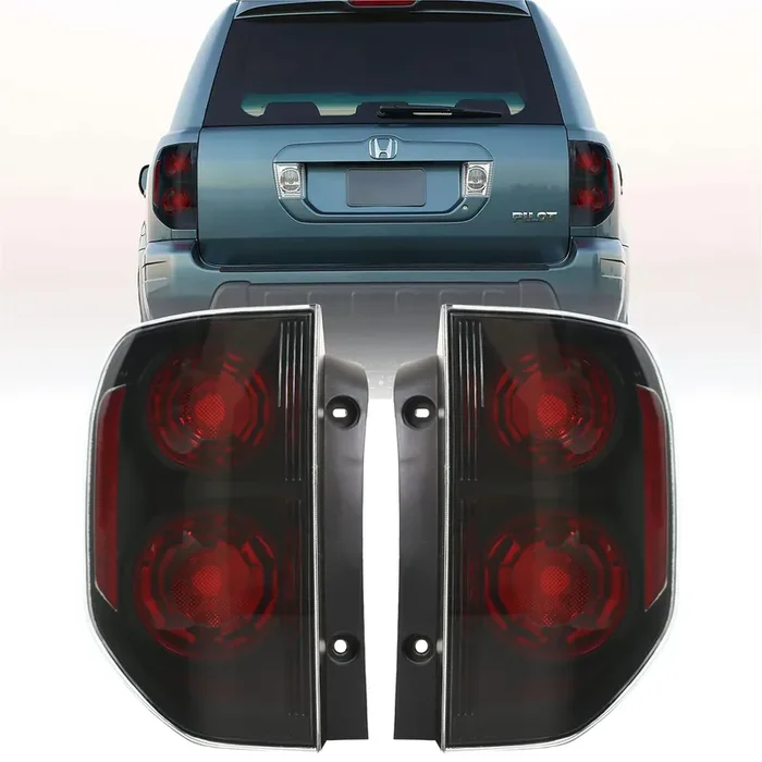Usr Depo 03-08 Honda Pilot Tail Lights – Facelift Jdm Style Black Housing Light Shade Of Smoke Lens Rear Tail Lamps Set (Left + Right) Compatible With 2003-2008 Honda Pilot Suv