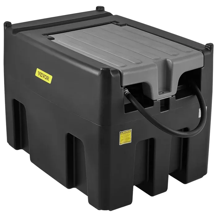Vevor Portable Diesel Tank, 116 Gallon Capacity & 10 Gpm Flow Rate, Diesel Fuel Tank With 12V Electric Transfer Pump And 13.1Ft Rubber Hose, Pe Diesel Transfer Tank For Easy Fuel Transportation, Black