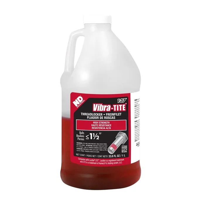 Vibra-Tite – 13700 137 Permanent High Temperature And High Strength Anaerobic Threadlocker, 1 Liter Jug, Red