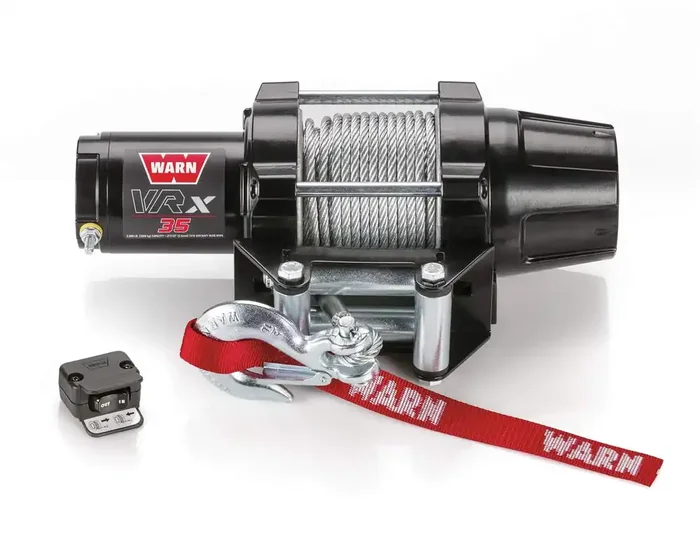 Warn 101035 Vrx 35 Powersports Winch With Handlebar Mounted Switch And Steel Cable Wire Rope 7/32‘‘ Diameter X 50‘ Length, 1.75